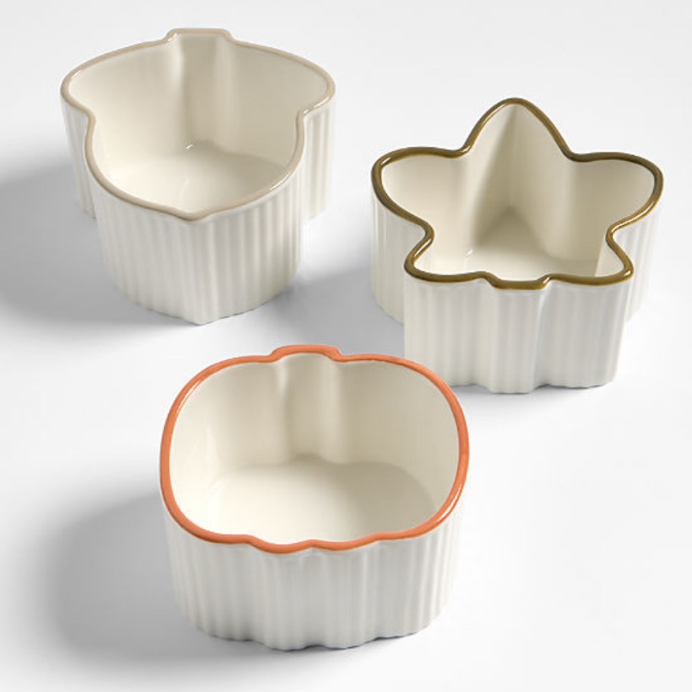 New! Crate&Barrel Pumpkin Ramekins Set of 3